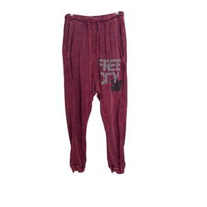 Free City Womens Jogger Sweatpants M Elastic Waist Red